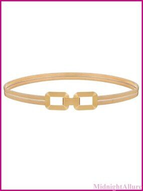 Skinny Elastic Metal Waist Belt Slim Stretch Thin Belt for Dresses
